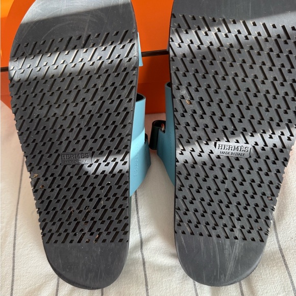 Hermes Leather Slide Sandals Blue and Dark Green SZ 40.5 only wore once duster main image 7